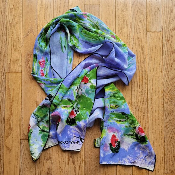 Monet Water Lillies Wearable Art Scarf 66" Long - Picture 2 of 8